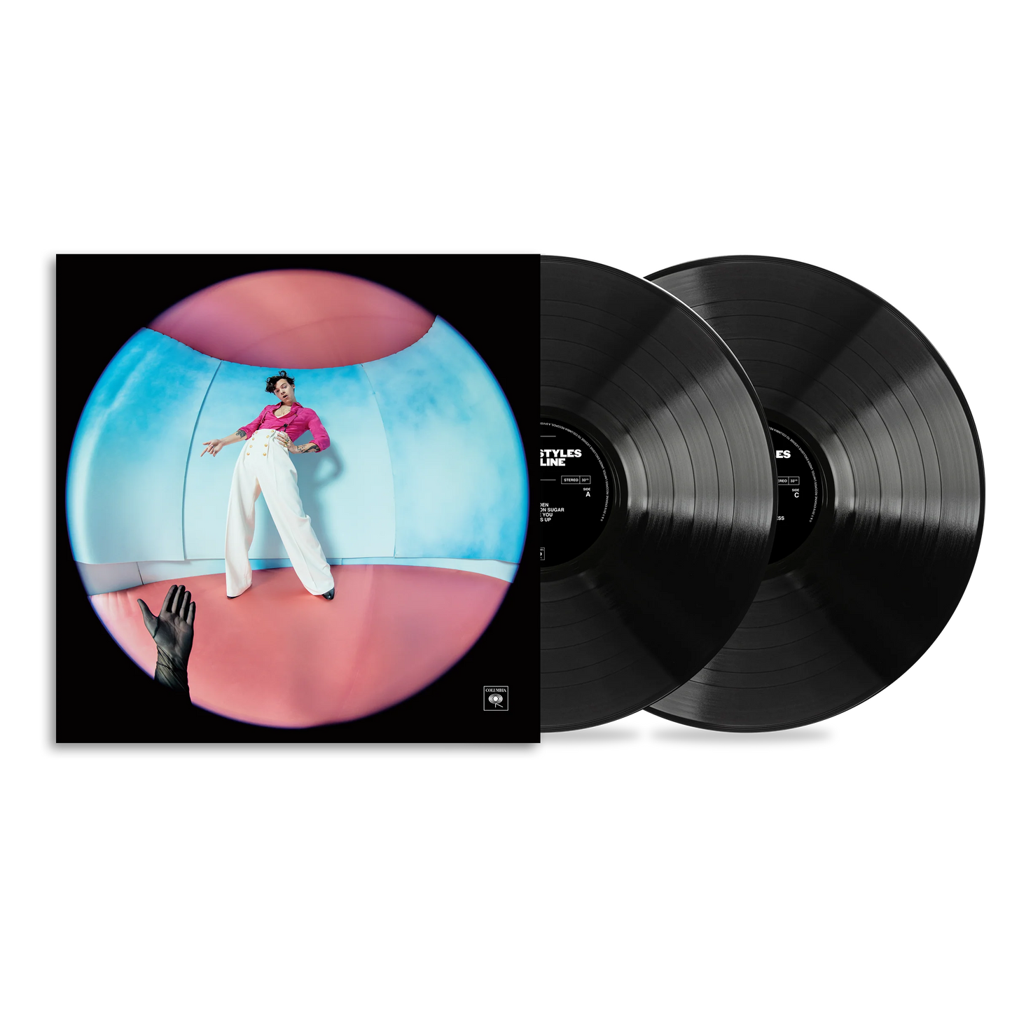 Black Fine Line double vinyl by Harry Styles with album sleeve artwork and two black LP records official merch