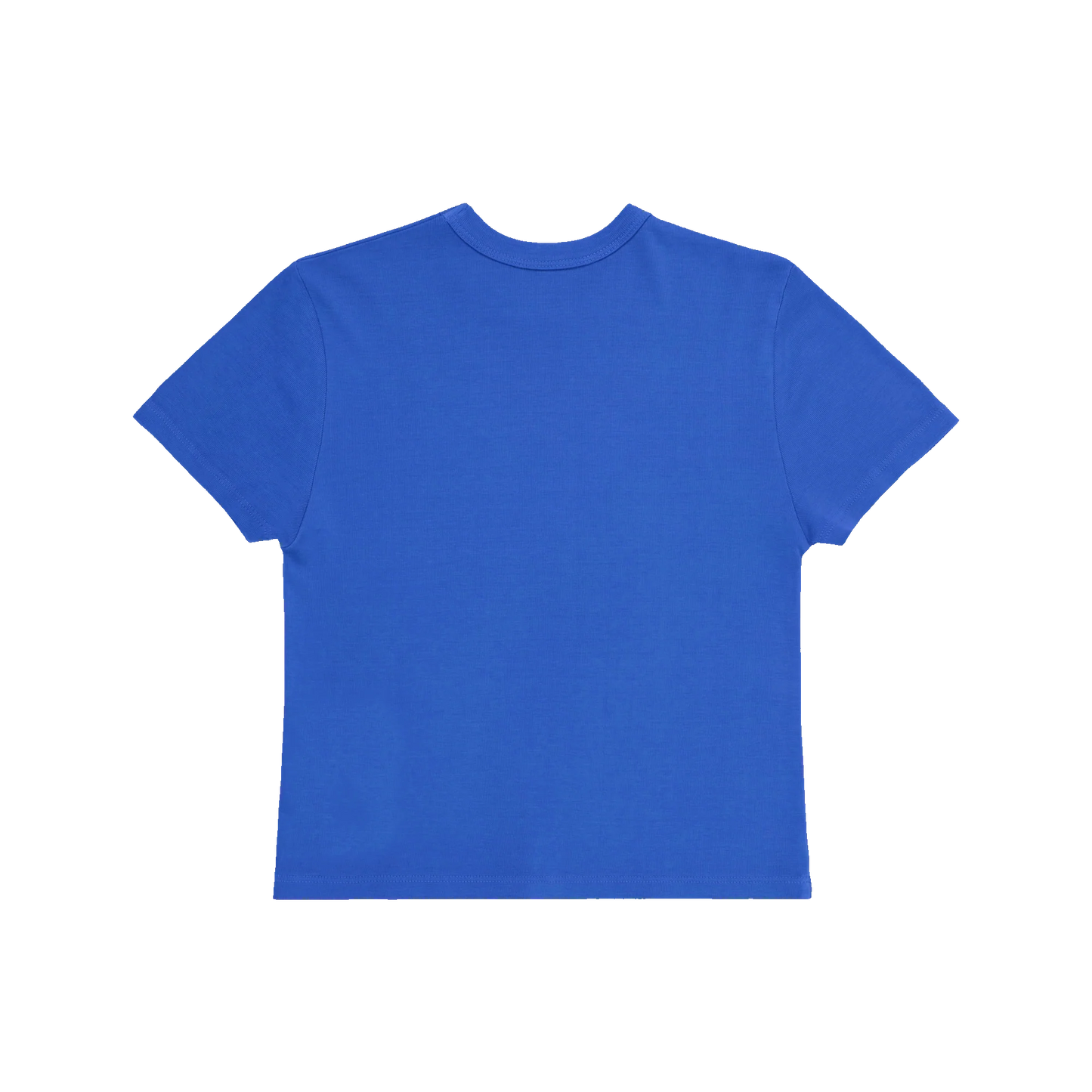 Back view of blue Harry Styles KATTDO Cover Baby Tee with clean minimalist design, fitted silhouette, and lightweight premium cotton construction