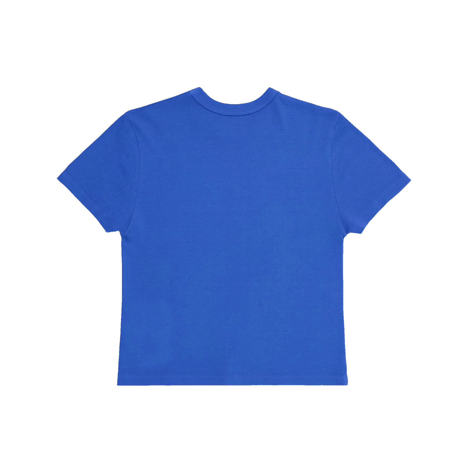 Back view of blue Harry Styles KATTDO Cover Baby Tee with clean minimalist design, fitted silhouette, and lightweight premium cotton construction