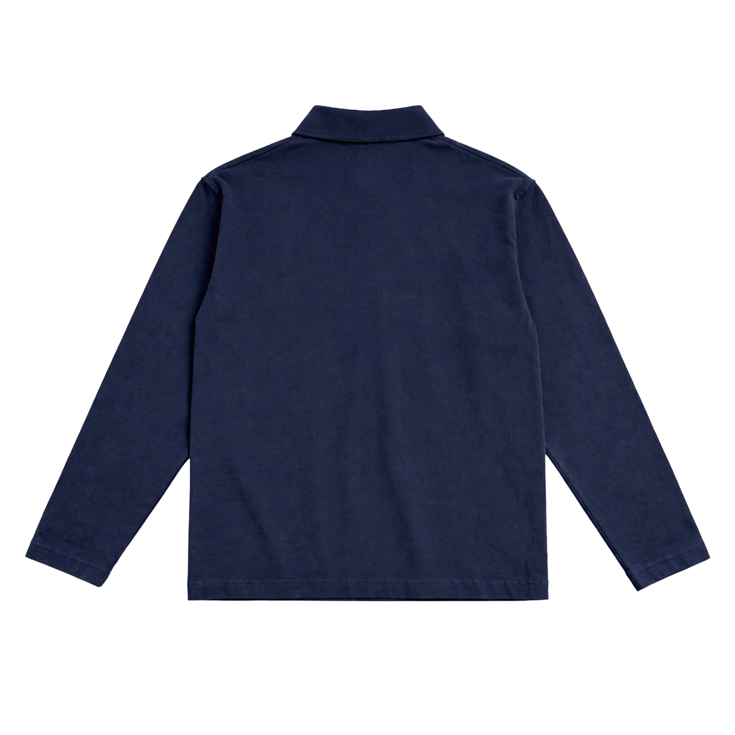Navy long sleeve rugby shirt back view from Harry Styles official merch with clean minimalist design and classic collar finish